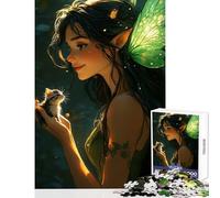 1000 Piece Jigsaw Puzzles for Teenagers Jigsaw Thinker Bell And Kitten Educational Toy Gifts Ideas Hands-on Game Artists Collection, Fine Art Size 38x26cm