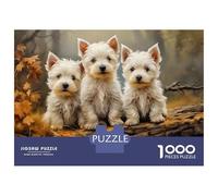 1000 Piece Jigsaw Puzzles for Teenagers Jigsaw Three West Highland White Terrier Puppies Teenager Puzzles Fun Games A Work of Art for Birthday, Chrismas 38x26cm/1000pcs