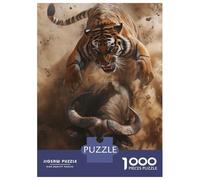 1000 Piece Jigsaw Puzzles for Teenagers Jigsaw Tiger Attacking Buffalo Puzzles for Adults Toy Wall Decor Stress Reliever Unique Birthday And Gifts 70x50cm/1000pcs