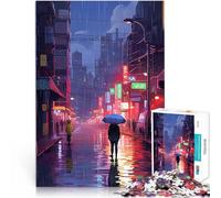 1000 Piece Jigsaw Puzzles for teenagers Jigsaw Tokyo Night Rain Neon Denkspiel Geeignet für die Schreibtischdekoration38x26cm