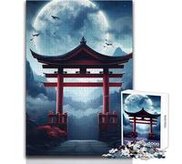 1000 Piece Jigsaw Puzzles for Teenagers Jigsaw Torii Gate Full Moon Beautiful Design Game Difficult Hard Art Work Gift Size 38x26cm