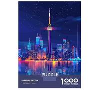 1000 Piece Jigsaw Puzzles for Teenagers Jigsaw Toronto Skyline at Night Jigsaw Puzzle Brain Teaser Game Home Decoration Deal As Gifts for The Whole Family 38x26cm/1000pcs
