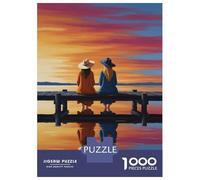 1000 Piece Jigsaw Puzzles for Teenagers Jigsaw Two Friends on A Dock at Sunset Adult Jigsaw Puzzle DIY Toys Hand Speed Race Help The Brain Exercise 38x26cm/1000pcs