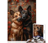 1000 Piece Jigsaw Puzzles for Teenagers Jigsaw Two German Shepherds in Autumn Brain Teaser Game for The Whole Family Toy Wall Decor Parent-child Interaction (38x26cm)