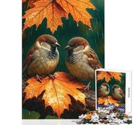 1000 Piece Jigsaw Puzzles for Teenagers Jigsaw Two Sparrow Birds on A Rainy Autumn Day Relaxing Games Home Decoration Home Decoration Toys Parent-child Interaction (50x75cm)