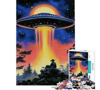1000 Piece Jigsaw Puzzles for Teenagers Jigsaw UFO Over Forest Adult Puzzles Relaxing Games But Fun And Humorous Deal As Gifts for The Whole Family (Size 38x26cm)