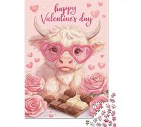 1000 Piece Jigsaw Puzzles for Teenagers Jigsaw Valentine's Day Cow Greeting Card Jigsaw Hands-on Game Hand Speed Race Deal As Gifts for The Whole Family 52x38cm/1000pcs
