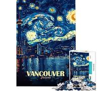 1000 Piece Jigsaw Puzzles for Teenagers Jigsaw Vancouver Canada Starry Night Art Puzzle for Adults Toy Wall Decor Improve Memory Stress Reduction Gifts (Size 50x75cm)