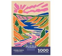 1000 Piece Jigsaw Puzzles for Teenagers Jigsaw Vibrant Abstract Landscape with River And Sun Jigsaw Puzzle Brain Teaser Game Home Decoration Deal As Gifts for The Whole Family 70x50cm/1000pcs