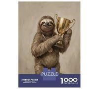 1000 Piece Jigsaw Puzzles for Teenagers Jigsaw Victorious Sloth with Golden Trophy Puzzle for Adults Relax Games Home Decoration Stress Reduction Gifts 52x38cm/1000pcs