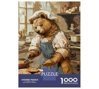 1000 Piece Jigsaw Puzzles for Teenagers Jigsaw Vintage Bear Kitchen Adult Puzzles Relax Games Presents for Women Help The Brain Exercise 52x38cm/1000pcs