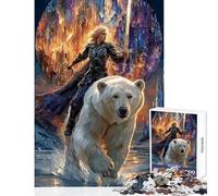 1000 Piece Jigsaw Puzzles for Teenagers Jigsaw Warrior on Polar Bear Fantasy Art Home Decoration Toys Gifts Ideas for Educational Game Train Your Brain And Hands Size 50x75cm