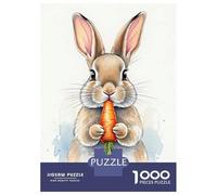 1000 Piece Jigsaw Puzzles for Teenagers Jigsaw Watercolor Bunny with Carrot Jigsaw Puzzle Anti-Stress Toys Wall Decoration for Birthday, Chrismas 38x26cm/1000pcs