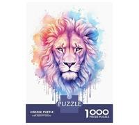 1000 Piece Jigsaw Puzzles for Teenagers Jigsaw Watercolor Lion Painting Jigsaw Puzzle Anti-Stress Toys Wall Decoration for Birthday, Chrismas 52x38cm/1000pcs