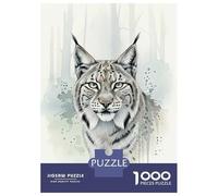 1000 Piece Jigsaw Puzzles for Teenagers Jigsaw Watercolor Lynx Portrait Jigsaw for Adults Hands-on Game But Fun And Humorous Help The Brain Exercise 38x26cm/1000pcs