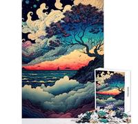1000 Piece Jigsaw Puzzles for Teenagers Jigsaw Waves of The Sunset Educational Games Analysis And Logic DIY Toys with Matching Poster And Trivia Sheet (38X26CM)