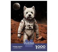 1000 Piece Jigsaw Puzzles for Teenagers Jigsaw Westie Astronaut On Mars Jigsaw Puzzle Brain Teaser Game Home Decoration Deal As Gifts for The Whole Family 38x26cm/1000pcs