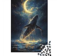 1000 Piece Jigsaw Puzzles for Teenagers Jigsaw Whale Watching Under Crescent Moon Jigsaw Family Game Hand Speed Race Unique Birthday And Gifts 70x50cm/1000pcs