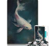 1000 Piece Jigsaw Puzzles for Teenagers Jigsaw White Koi Fish Painting Educational Family Game Difficult Challenge Gift For Birthdays (size 38x26cm)