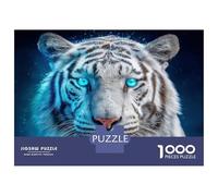 1000 Piece Jigsaw Puzzles for Teenagers Jigsaw White Tiger with Glowing Blue Eyes Jigsaws for Adults Family Games Home Decoration Help The Brain Exercise 70x50cm/1000pcs