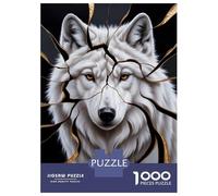 1000 Piece Jigsaw Puzzles for Teenagers Jigsaw White Wolf with Golden Cracks Jigsaw for Adults Hands-on Game But Fun And Humorous Help The Brain Exercise 52x38cm/1000pcs