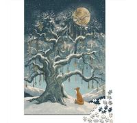 1000 Piece Jigsaw Puzzles for Teenagers Jigsaw Winter Moonlit Tree Scene Jigsaw Family Game Hand Speed Race Unique Birthday And Gifts 38x26cm/1000pcs