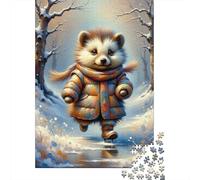 1000 Piece Jigsaw Puzzles for Teenagers Jigsaw Winter Raccoon Adventure Jigsaw Relaxing Games A Work of Art Unique Birthday And Gifts 52x38cm/1000pcs