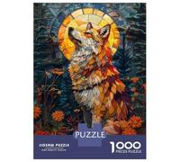 1000 Piece Jigsaw Puzzles for Teenagers Jigsaw Wolf Stained Glass Art Jigsaw Relaxing Games A Work of Art Unique Birthday And Gifts 52x38cm/1000pcs