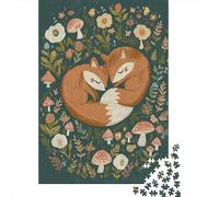 1000 Piece Jigsaw Puzzles for Teenagers Jigsaw Woodland Foxes Illustration Jigsaw Hands-on Game Hand Speed Race Deal As Gifts for The Whole Family 52x38cm/1000pcs