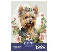 1000 Piece Jigsaw Puzzles for Teenagers Jigsaw Yorkshire Terrier Floral Jigsaw for Adults Hands-on Game But Fun And Humorous Help The Brain Exercise 70x50cm/1000pcs