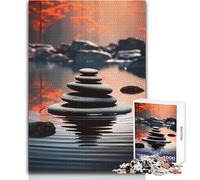 1000 Piece Jigsaw Puzzles for Teenagers Jigsaw Zen Stones in Still Water Beautiful Design Game Difficult Hard Art Work Gift Size 38x52cm