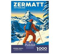 1000 Piece Jigsaw Puzzles for Teenagers Jigsaw Zermatt Switzerland Skiing Vintage Jigsaw Puzzle Brain Teaser Game Home Decoration Deal As Gifts for The Whole Family 70x50cm/1000pcs