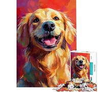 1000 Piece Jigsaw Puzzles for Teenagers Joyful Golden Retriever Educational Game Toys Educational Games Secret Santa Gifts Family Activities (size 38x26cm)