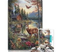 1000 Piece Jigsaw Puzzles for Teenagers Jungle Deer 1000 Pieces for Adults,Educational Games Wall Decoration Unique Birthday And Xmas Gifts 75x50cm