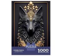 1000 Piece Jigsaw Puzzles for Teenagers King Wolf Golden Art Deco Jigsaw for Adults Hands-on Game Pattern Assembly for Birthday, Chrismas 52x38cm/1000pcs