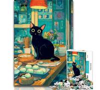 1000 Piece Jigsaw Puzzles for Teenagers Kitchen Black Cat, Analysis And Logic,is Ideal As A Gift for The Whole Family Suitable for And 14 38x26cm