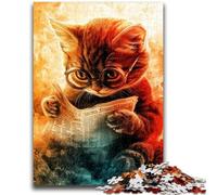 1000 Piece Jigsaw Puzzles for Teenagers Kitten Reading A Newspaper Learning Educational Toys Unique Home Decor And Gifts for 14+ 50x75cm