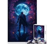 1000 Piece Jigsaw Puzzles for Teenagers Knight Under The Moonlit Cherry Trees Happy Shared Home Activity Thoughtful Festive Present Choice (50x75cm)