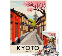 1000 Piece Jigsaw Puzzles for Teenagers Kyoto Japan Street Scene Illustration Toy Wall Decor Gift For Birthdays Family Game Train Your Brain And Hands Size 50x75cm