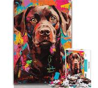 1000 Piece Jigsaw Puzzles for Teenagers Labrador Retriever Oil Painting,Challenging To Complete But Fun And Humorous Birthday Present,Gifts,Wall Art 38x26cm