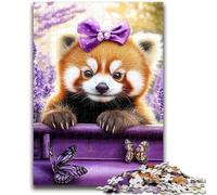 1000 Piece Jigsaw Puzzles for Teenagers Lavender Red Panda Adult Puzzles,Learning Educational Toys Family Games Unique Birthday And Gifts (38x26cm)