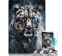 1000 Piece Jigsaw Puzzles for Teenagers Leopard Portrait Painting 1000 Piece Puzzle,Unique Birthday And Gifts for Age 14 Years Up 75x50cm