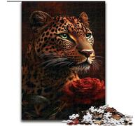 1000 Piece Jigsaw Puzzles for Teenagers Leopard Rose, Help The Brain Exercise Addictive Toys to Cultivate Patience Enhance Memory (Size 50x75cm)