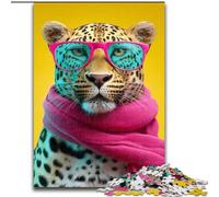 1000 Piece Jigsaw Puzzles for Teenagers Leopard Wearing A Scarf, Learning Educational for Is Ideal As A Gift for The Whole Family (Size 50x75cm)