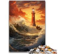 1000 Piece Jigsaw Puzzles for Teenagers Lighthouse in The Surf Teenager Jigsaw,Birthday Present, Gifts, Wall Art for Age 14 Years Up (75x50cm)
