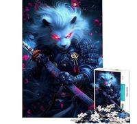 1000 Piece Jigsaw Puzzles for Teenagers Lion Samurai with Glowing Red Eyes Animal Jigsaw Puzzle Relaxing Games Wall Decoration Deal As Gifts for The Whole Family (Size 50x75cm)
