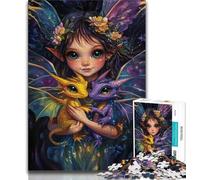 1000 Piece Jigsaw Puzzles for Teenagers Little Girl And Dragon Jigsaw,Educational Games Home Decoration Suitable for Desktop Decoration 75x50cm