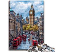 1000 Piece Jigsaw Puzzles for Teenagers London City Street Scene Family Fun Fun at Home Activities, Birthday Present,Travel Gifts, for And 14 Years Old 38x26cm