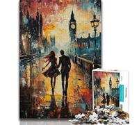 1000 Piece Jigsaw Puzzles for Teenagers London Cityscape Oil Painting 1000 Piece Puzzle,Challenging Game for Is Ideal As A Gift for The Whole Family 38x26cm