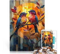 1000 Piece Jigsaw Puzzles for teenagers Lovebirds in a Stained Glass Sunset Hands-on-Spiel tolles Geschenk38x26cm